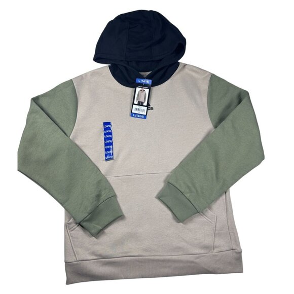 Adidas Hoodie Boys Size L (14/16) Youth Tan & Green New With Tags - Picture 1 of 8